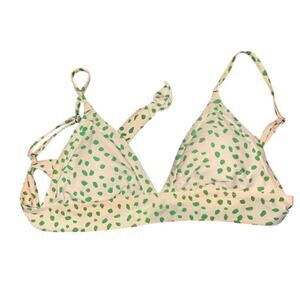 Womens Raisins Green and Creme Dot Print Bikini Top Size XL